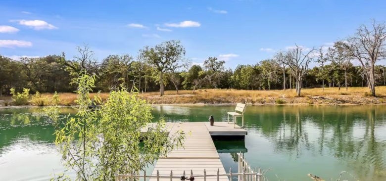 Pond at Soulful Spaces surrounded by trees